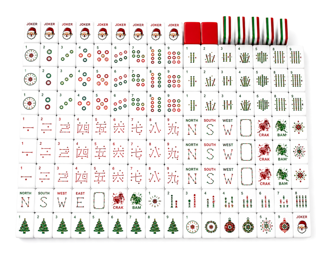Christmas American mahjong set - 01 full flatlay grid