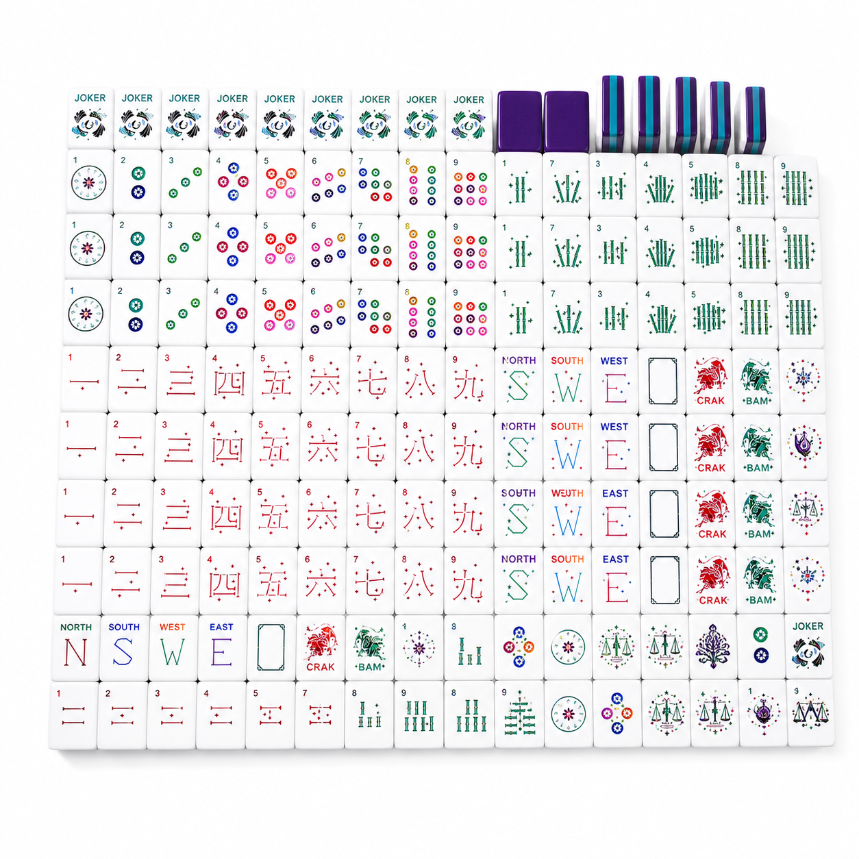 American mahjong set type 1 - 01 full flatlay grid pure white v4