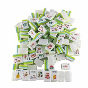 Hawaii Beach acrylic American Mahjong tiles with tropical artwork and blue lime layered edges