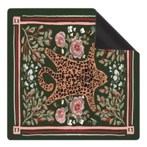 Mahla Leopard Rose Trellis Mahjong Mat - 80x80cm, 80x80cm American mahjong mat