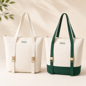 Mahla Mahjong Carryall Tote Bag in ivory and emerald green