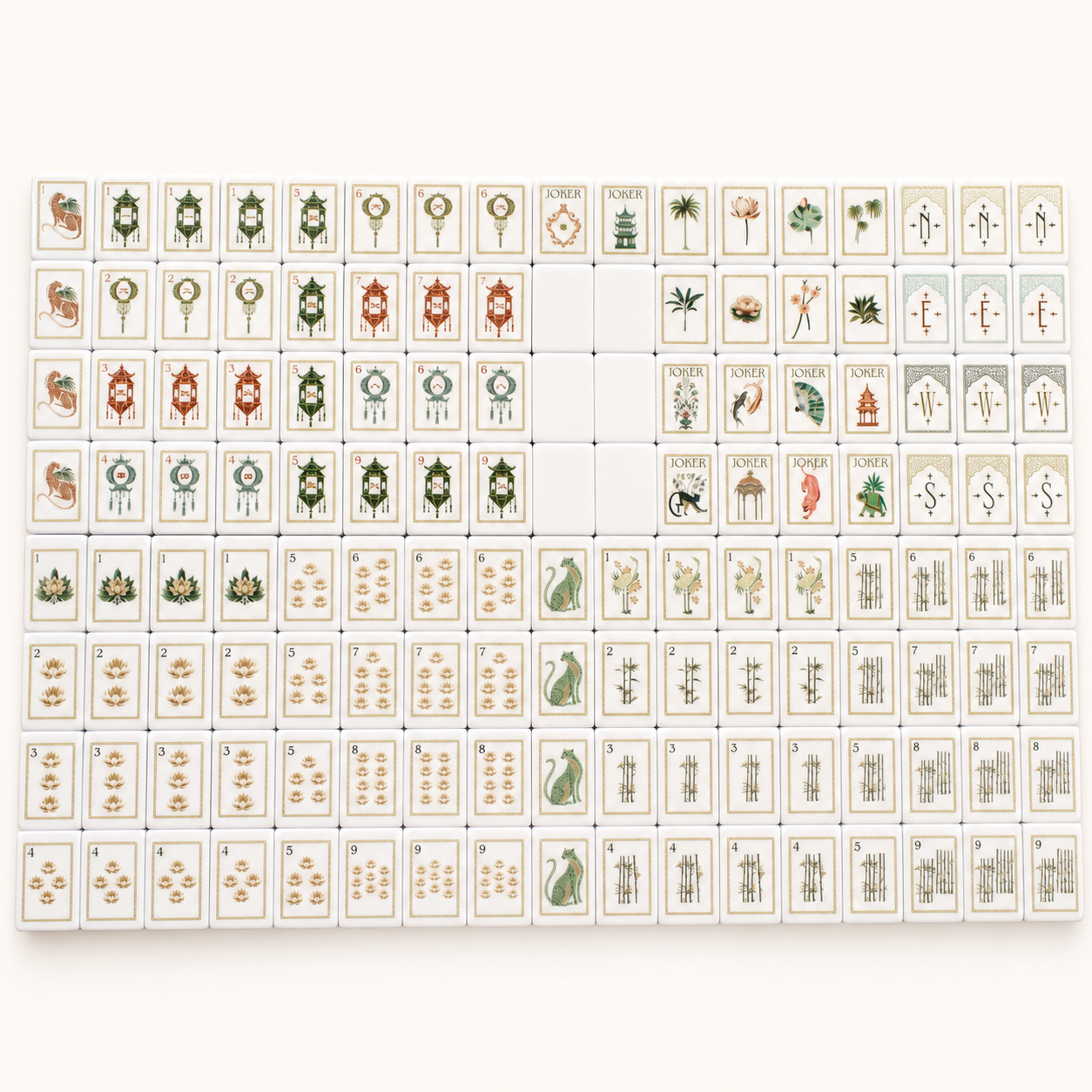 Amber Pavilion complete playing-face layout in high-key studio light