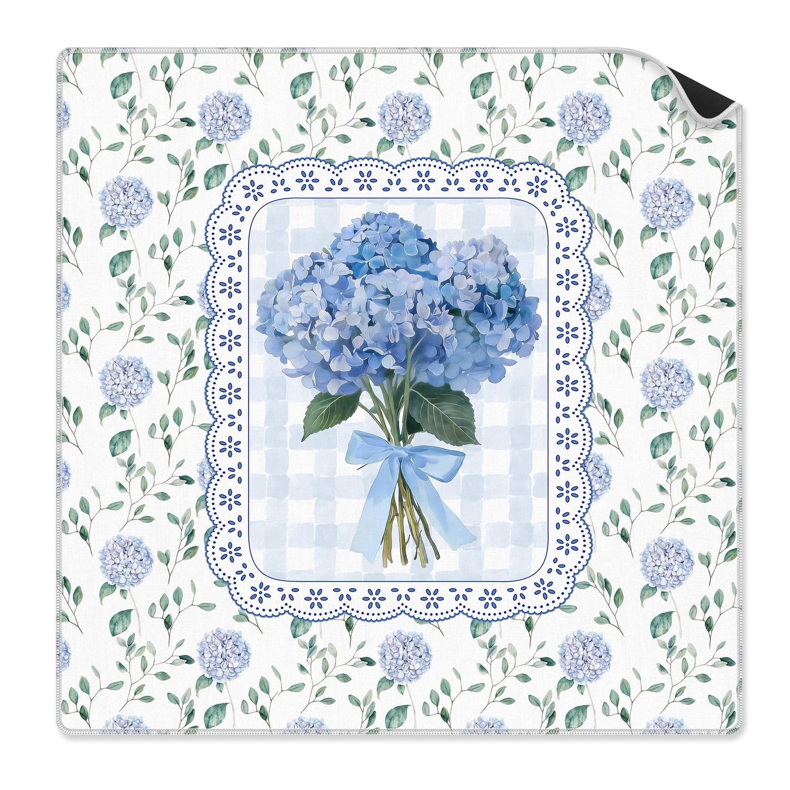 Mahla Blue Hydrangea Bouquet Mahjong Mat - 80x80cm, 80x80cm American mahjong mat