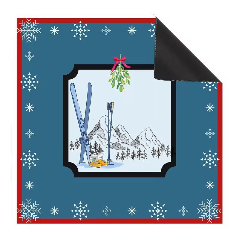 Mahla Blue Winter Ski Lodge Mahjong Mat - 80x80cm, 80x80cm American mahjong mat