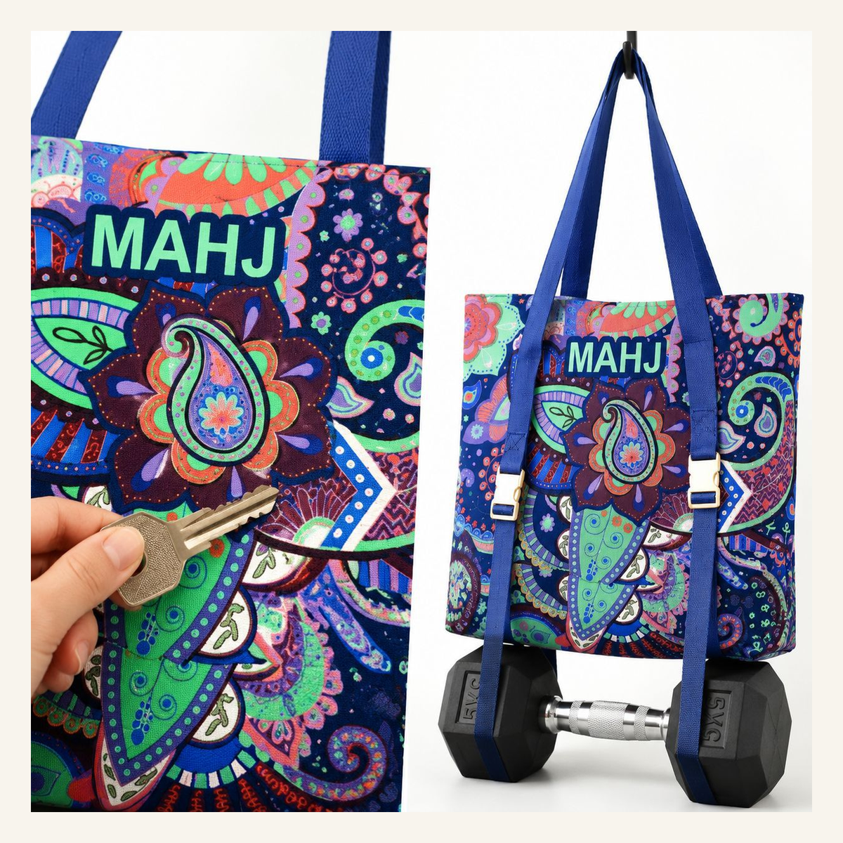 Mahla Navy Paisley Mahjong Tote Set