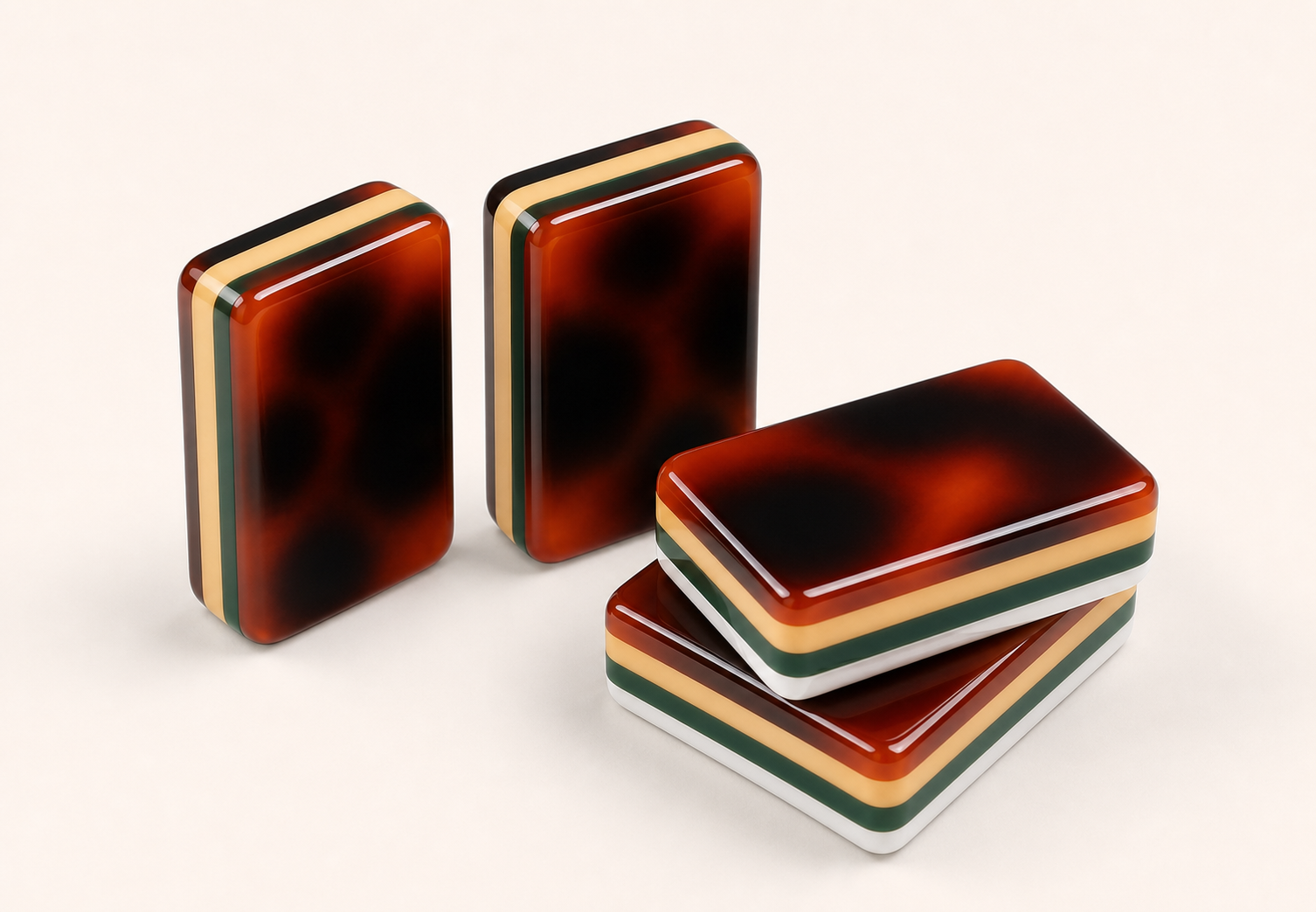 Amber Pavilion visible four-layer acrylic side profile in high-key studio light