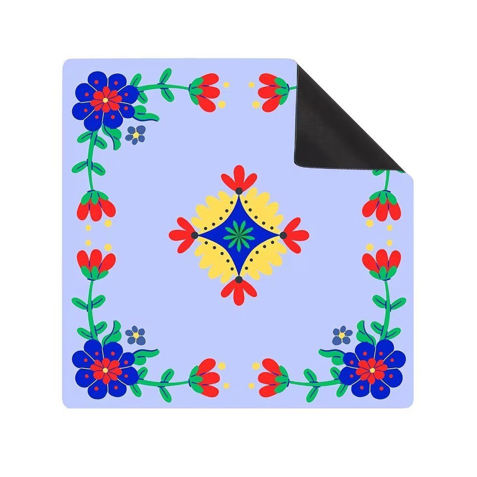 Mahla Lavender Folk Floral Mahjong Mat - 80x80cm, 80x80cm American mahjong mat