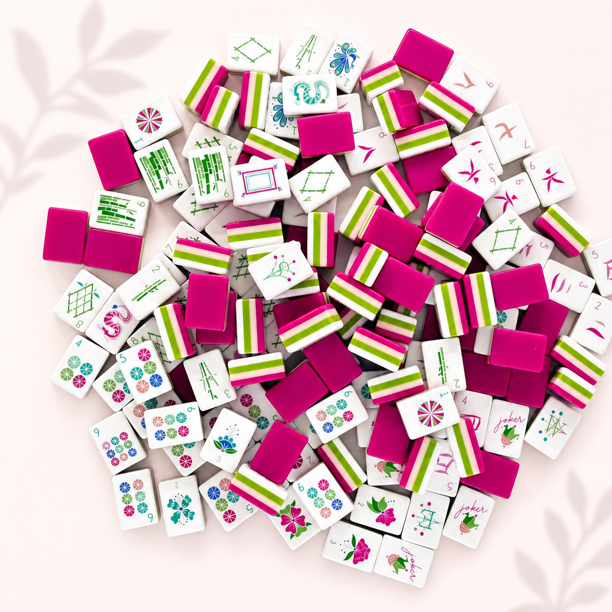 Scattered Magenta Garden tiles with glossy magenta backs