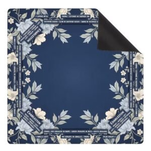 Mahla Navy Chinoiserie Floral Mahjong Mat - 80x80cm, 80x80cm American mahjong mat