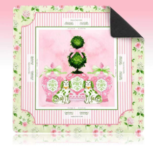 Mahla Pink Topiary Floral Border Mahjong Mat - 80x80cm, 80x80cm American mahjong mat