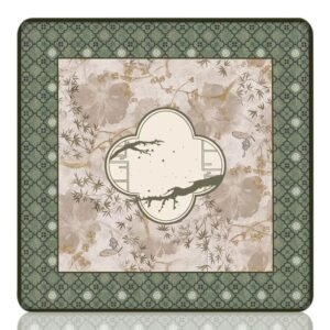 Mahla Sage Chinoiserie Frame Mahjong Mat - 80x80cm, 80x80cm American mahjong mat