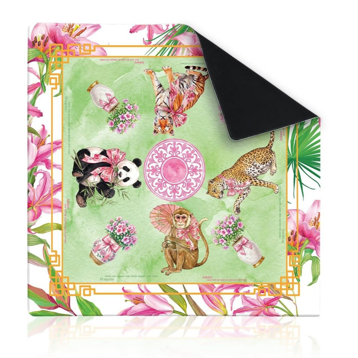 Mahla Tropical Safari Floral Mahjong Mat - 80x80cm, 80x80cm American mahjong mat