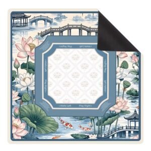Mahla Blue Lotus Bridge Mahjong Mat - 80x80cm, 80x80cm American mahjong mat