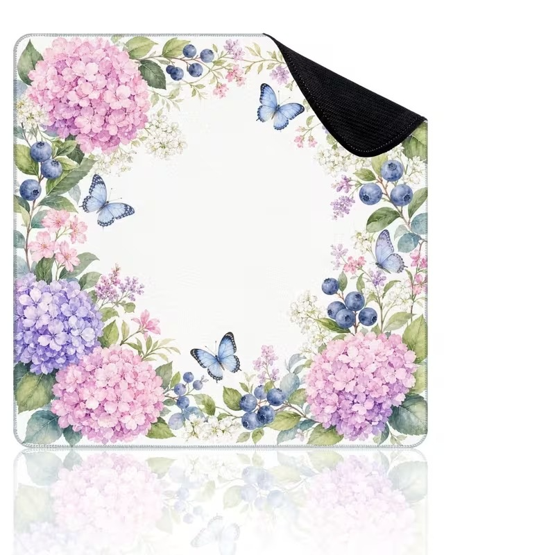 Mahla Purple Hydrangea Butterfly Mahjong Mat - 80x80cm, 80x80cm American mahjong mat
