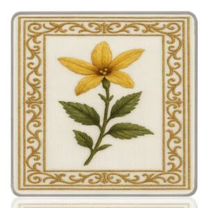 Mahla Yellow Botanical Stem Mahjong Mat - 80x80cm, 80x80cm American mahjong mat