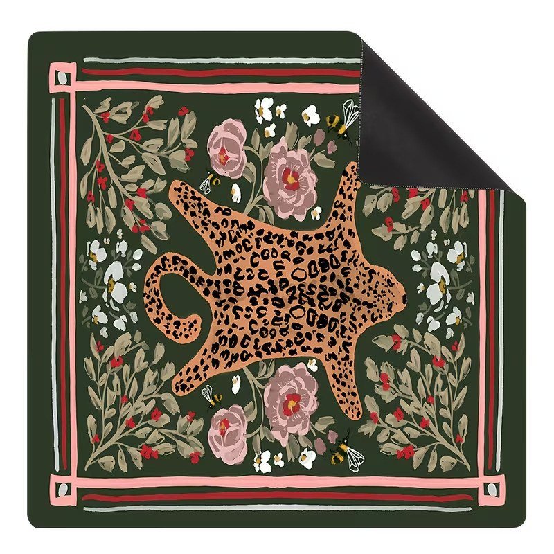 Mahla Dark Leopard Rose Trellis Mahjong Mat - 80x80cm, 80x80cm American mahjong mat