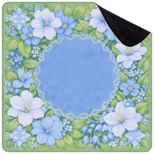 Mahla Blue Blossom Wreath Mahjong Mat - 80x80cm, 80x80cm American mahjong mat