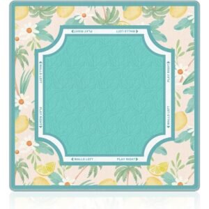Mahla Mint Citrus Floral Mahjong Mat - 80x80cm, 80x80cm American mahjong mat