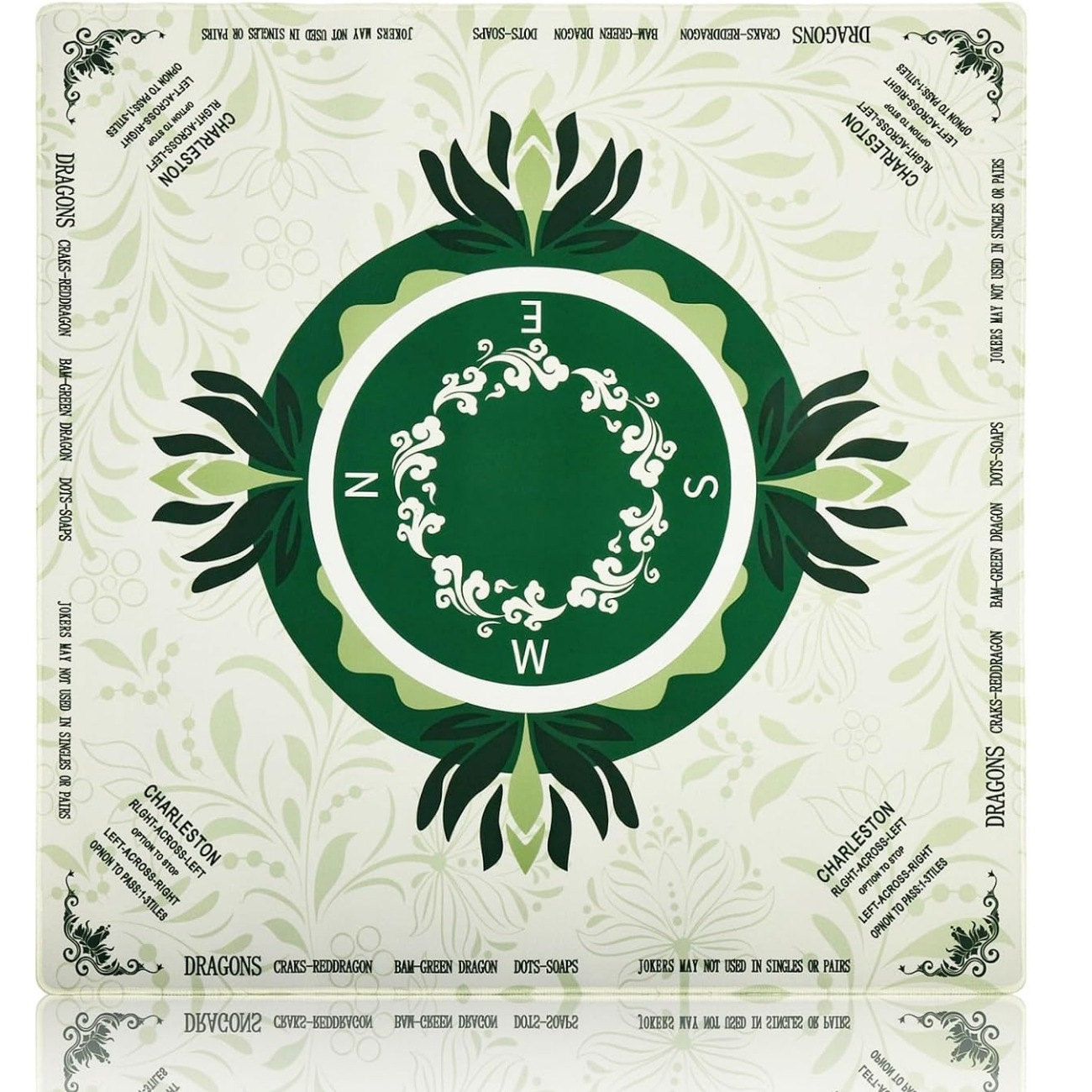 Mahla Green Compass Wreath Mahjong Mat - 80x80cm, 80x80cm American mahjong mat