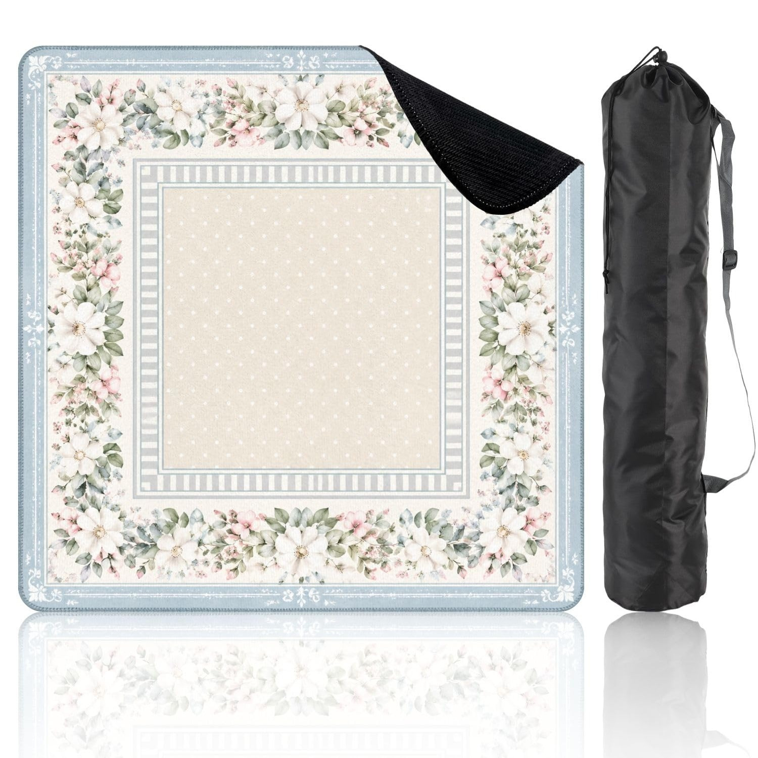 Mahla Blue Cottage Floral Mahjong Mat - 80x80cm, 80x80cm American mahjong mat