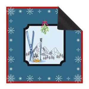 Mahla Blue Snowy Ski Village Mahjong Mat - 80x80cm, 80x80cm American mahjong mat