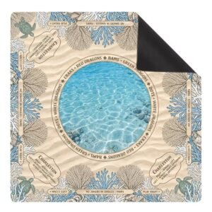 Mahla Blue Poolside Shell Mahjong Mat - 80x80cm, 80x80cm American mahjong mat