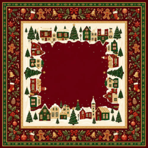 Mahla Christmas Village Mahjong Mat - 80x80cm, 80x80cm American mahjong mat