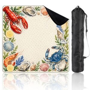 Mahla Coastal Seafood Mahjong Mat - 80x80cm, 80x80cm American mahjong mat