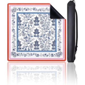 Mahla Blue Porcelain Pagoda Mahjong Mat - 80x80cm, 80x80cm American mahjong mat