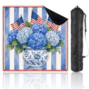 Mahla Patriotic Hydrangea Vase Mahjong Mat - 80x80cm, 80x80cm American mahjong mat