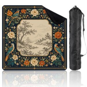 Mahla Peacock Noir Garden Mahjong Mat - 80x80cm, 80x80cm American mahjong mat