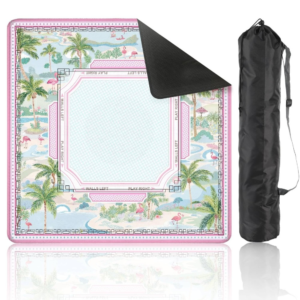 Mahla Pink Palm Border Mahjong Mat - 80x80cm, 80x80cm American mahjong mat