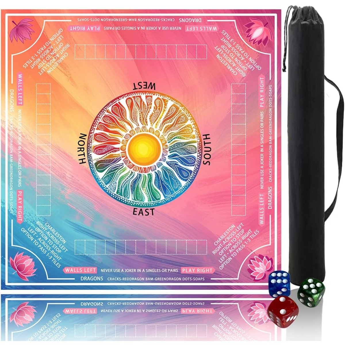 Mahla Sunset Compass Mahjong Mat - 80x80cm, 80x80cm American mahjong mat