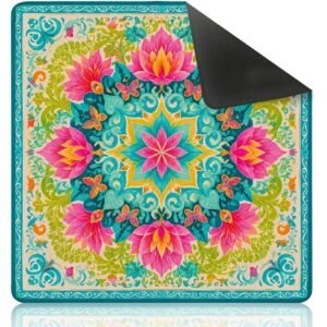 Mahla Turquoise Floral Mandala Mahjong Mat - 80x80cm, 80x80cm American mahjong mat