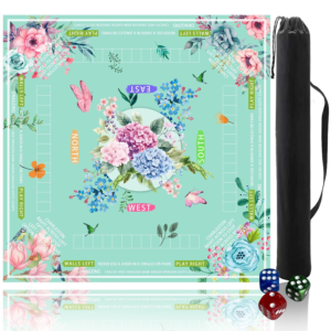 Mahla Aqua Hydrangea Birds Mahjong Mat - 80x80cm, 80x80cm American mahjong mat