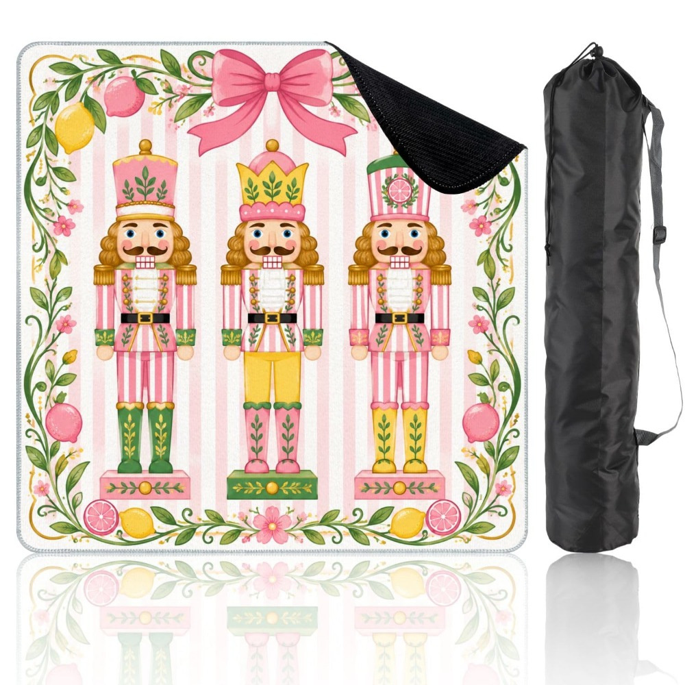 Mahla Pink Nutcracker Bow Mahjong Mat - 80x80cm, 80x80cm American mahjong mat