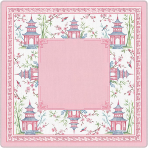 Mahla Pink Pagoda Chinoiserie Mahjong Mat - 80x80cm, 80x80cm American mahjong mat