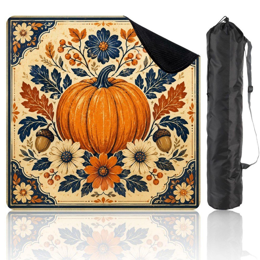Mahla Autumn Pumpkin Floral Mahjong Mat - 80x80cm, 80x80cm American mahjong mat