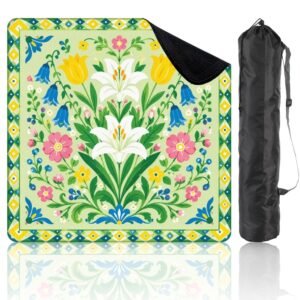 Mahla Yellow Delft Floral Mahjong Mat - 80x80cm, 80x80cm American mahjong mat
