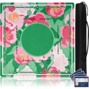 Mahla Tropical Green Monstera Mahjong Mat - 80x80cm, 80x80cm American mahjong mat
