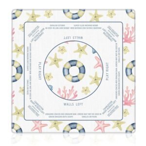 Mahla Coastal Lifebuoy Mahjong Mat - 80x80cm, 80x80cm American mahjong mat