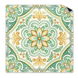 Mahla Green Moroccan Tile Mahjong Mat - 80x80cm, 80x80cm American mahjong mat