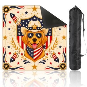 Mahla Patriotic Dog Mahjong Mat - 80x80cm, 80x80cm American mahjong mat