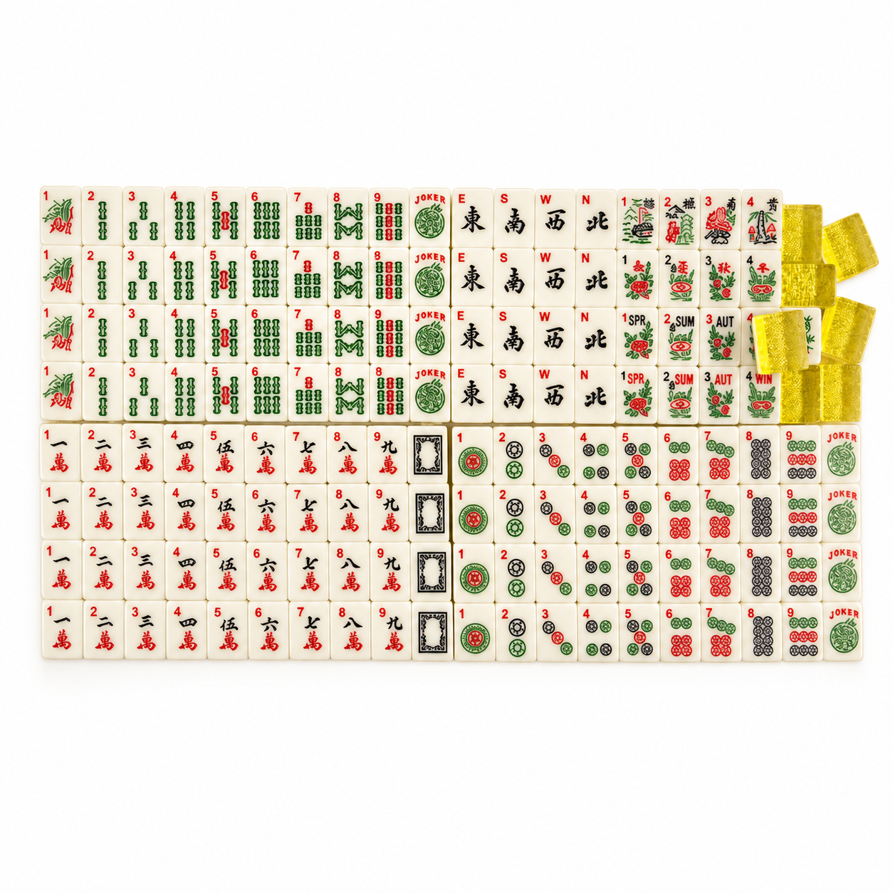Citrine American Mahjong tile layout in a bright studio setting