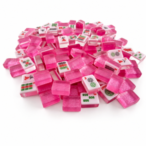 Red Crystal American Mahjong tiles in a bright studio setting
