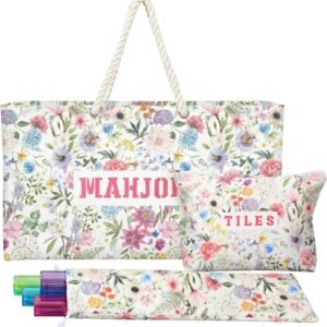 Mahla Floral Pastel Mahjong Bag Set, three-piece American mahjong storage bag set