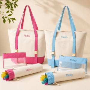 Bright Pink & Sky Blue Mahjong Storage Tote Kit product image 1