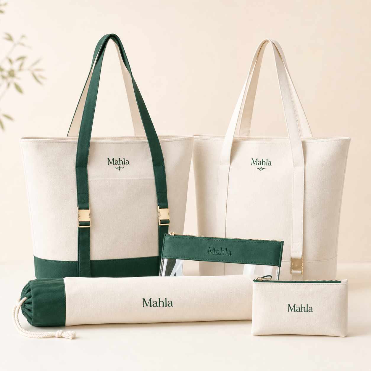 Cream & Emerald Mahjong Storage Tote Kit product image 1
