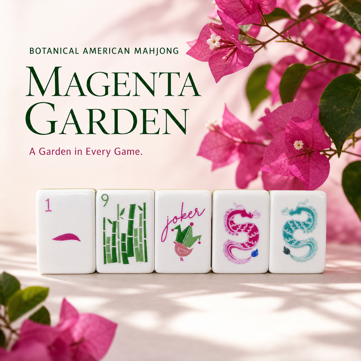 Magenta Garden American Mahjong design direction with vivid botanical color