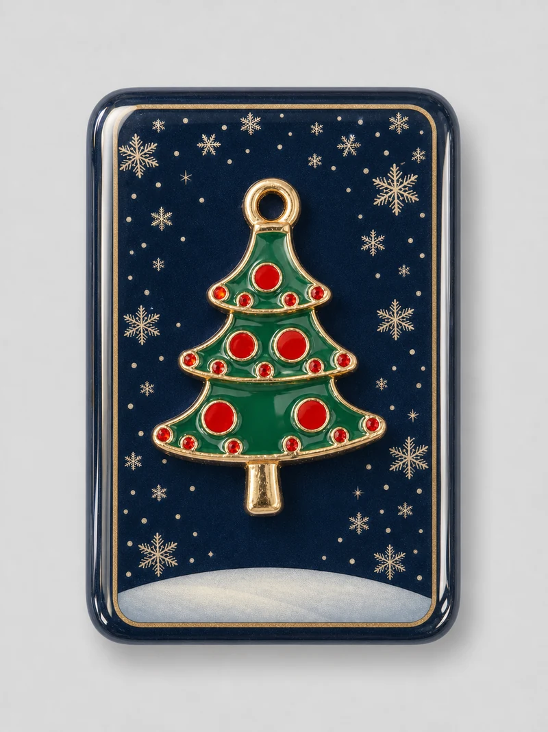 Two Christmas tree styles being compared for a future personalized Mahla holiday Mahjong tile